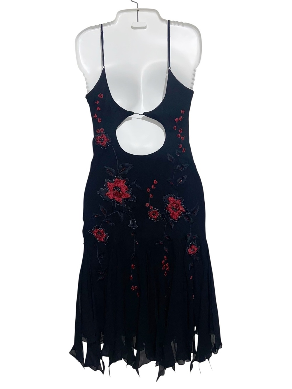 Sue Wong Nocturne Dress Sz 8 Silk Beaded Handkerchief Hem Whimsigoth Fairy Vtg - Picture 2 of 14